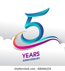 5 Years Anniversary celebration logo, birthday vector design