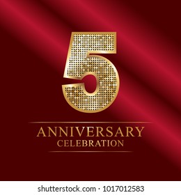 5 years anniversary celebration logotype red background.