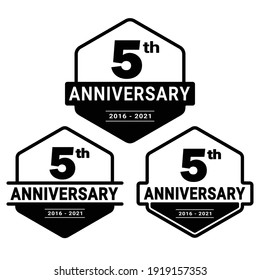 5 years anniversary celebration logotype. 5th anniversary logo collection. Set of anniversary design template. Vector and illustration.
