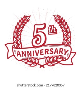 5 years anniversary celebration logotype. 5th anniversary logo. Vector and illustration.