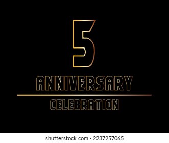 5 years anniversary celebration logotype. anniversary logo with golden color isolated on black background