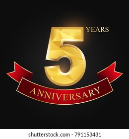 5 years anniversary celebration logotype black background.
