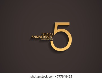 5 years anniversary celebration logotype with elegant gold color for celebration