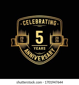 5 years anniversary celebration shield design template. 5th anniversary logo. Vector and illustration.
