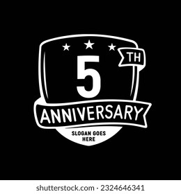 5 years anniversary celebration shield design template. 5th anniversary logo. Vector and illustration.