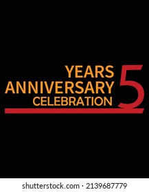 5 years anniversary celebration simple design with red color