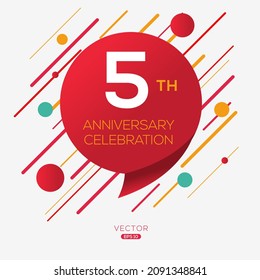 5 years anniversary celebration template, Vector illustration.