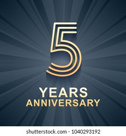 5 years anniversary celebration vector icon, logo. Template design element with gold color age for 5th anniversary card 