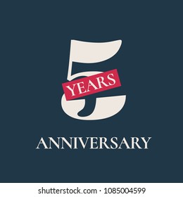 5 years anniversary celebration vector icon, logo. Template graphic design element for 5th anniversary card 