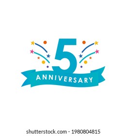 5 Years Anniversary Celebration Vector Template Design Illustration. Vector Eps10