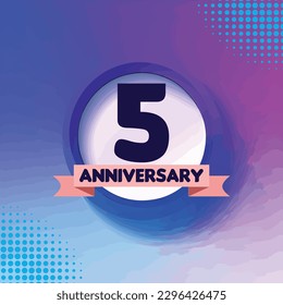 5 years anniversary celebration vector circle with blue and lilac background