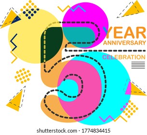 5 Years Anniversary colorful white modern logo icon party banner illustration
