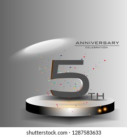 5 years anniversary design vector templates and illustrations, concepts in the future by giving a sci fi feel effect