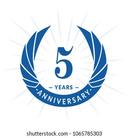 5 years anniversary. Elegant anniversary design. 5 years logo.