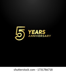 5 Years Anniversary Gold Line Number Vector Design