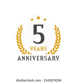 5 Years Anniversary Golden Laurel Wreath Stock Vector (Royalty Free ...