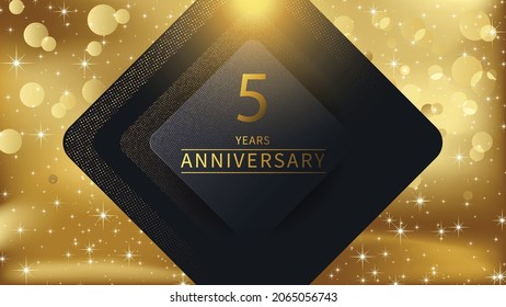 5 years anniversary golden template for celebration event. Vector illustration design.