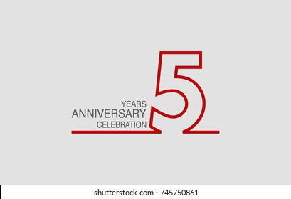 5 years anniversary linked logotype with red color isolated on white background for company celebration event