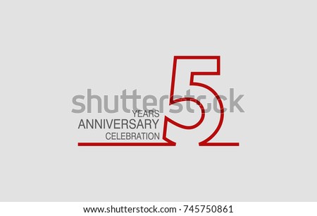 5 years anniversary linked logotype with red color isolated on white background for company celebration event