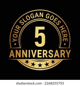 5 years anniversary logo design template. 5th anniversary celebrating logotype. Vector and illustration.