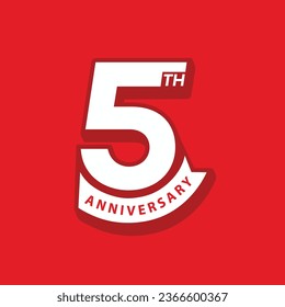 5 years anniversary logo design. 5th anniversary badge design with ribbon. Sign and symbol for celebrating company or business birthday.Company year anniversary template, banner, poster, card