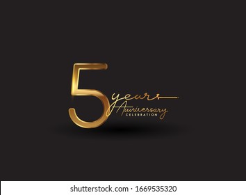 5 Years Anniversary Logo Golden Colored isolated on black background, vector design for greeting card and invitation card