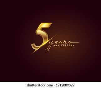 5 Years Anniversary Logo Golden Colored isolated on elegant background, vector design for greeting card and invitation card