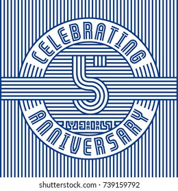 5 years anniversary logo. Vector and illustration. Line art anniversary design template