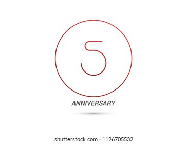 5 Years Anniversary logotype with rounded and simple red colored font numbers isolated on white background for company celebration event, birthday