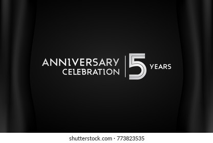5 Years Anniversary Logotype with   Silver Multi Linear Number Isolated on Dark Background