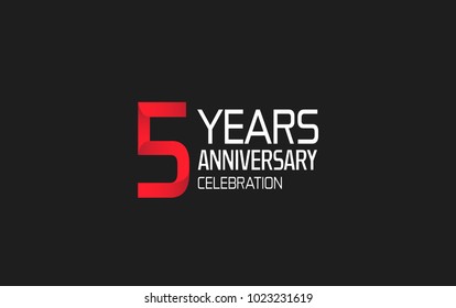 5 years anniversary logotype simple design with red and white color isolated on black background