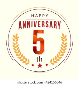 5 Years Anniversary with Low Poly Design and Laurel Ornaments
