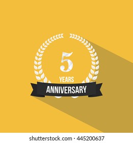 5 Years Anniversary with Low Poly Design and Laurel Ornaments