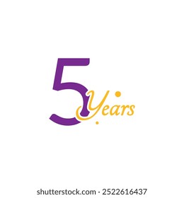 5 Years Anniversary Number simple design collection Vector Template Illustration