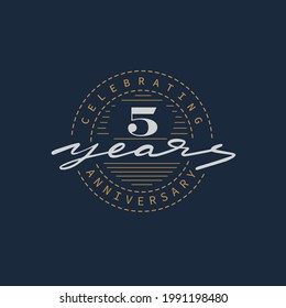 5 Years Anniversary Pictogram Vector Icon, 5th Year Birthday Logo Label.