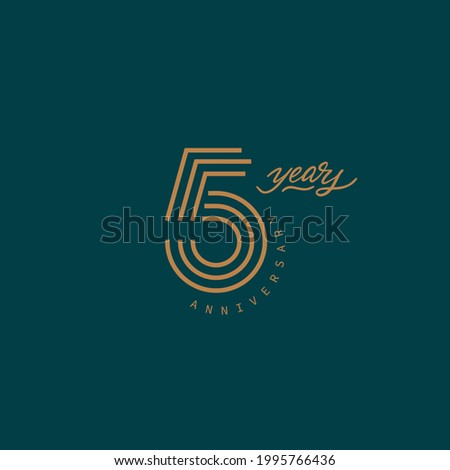5 years anniversary pictogram vector icon, 5th year birthday logo label.