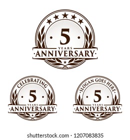5 years anniversary set. 5th celebration logo collection. Vector and illustration. 