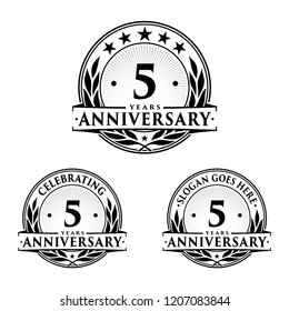 5 years anniversary set. 5th celebration logo collection. Vector and illustration. 