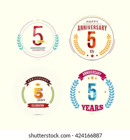5 Years Anniversary Set with Low Poly Design and Laurel Ornaments