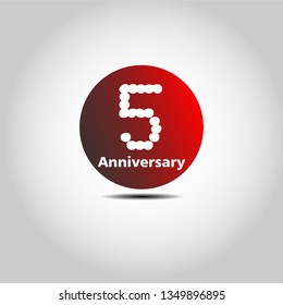 5 years Anniversary with simple bound design. Red bound with shadow. Dots font number. White colour font. My all design can see in my portofolio