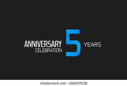 5 years anniversary simple design with blue and white color for celebration event