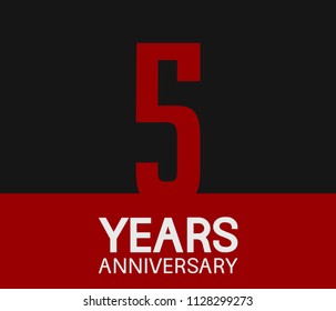 5 years anniversary simple design red number on black background for celebration template