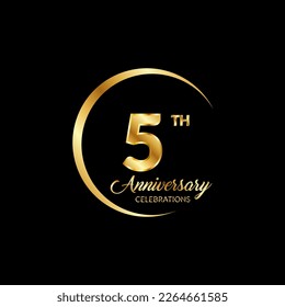 5 years anniversary. Anniversary template design concept with golden number , design for event, invitation card, greeting card, banner, poster, flyer, book cover and print. Vector Eps10