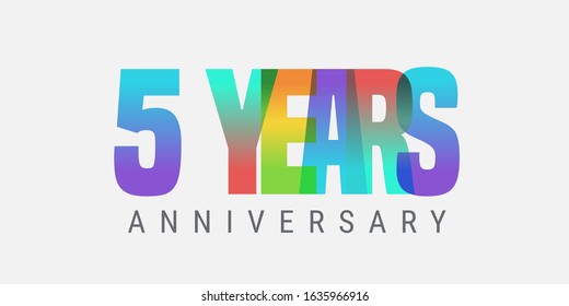 5 years anniversary vector icon, logo. Multicolor design element with modern style sign and number for 5th anniversary