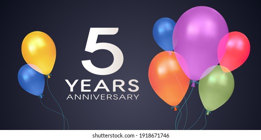 296 5th anniversary with balloon Stock Vectors, Images & Vector Art ...