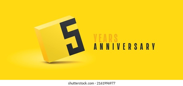 5 years anniversary vector icon, logo. Isolated graphic number for 5th anniversary birthday card or symbol