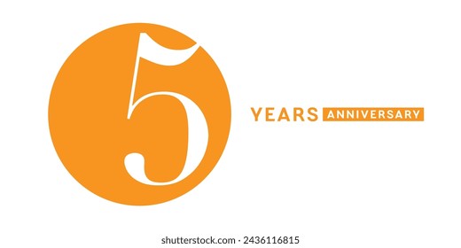 5 years anniversary vector icon, logo. Isolated elegant design with number for 5th anniversary birthday card or symbol