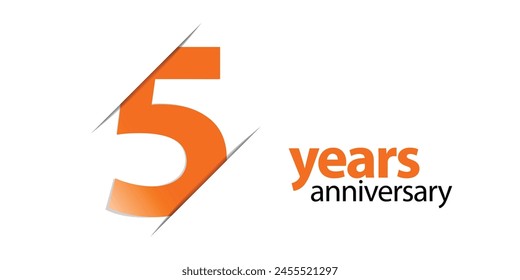 5 years anniversary vector icon, logo. Graphic design element with number and text composition for 5th anniversary. Suitable for card or packaging