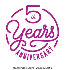 5 anos de aniversário ícone vetor, símbolo, logotipo. Fundo gráfico ou cartão com letras modernas para comemoração de aniversário de 5 anos