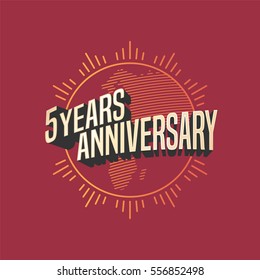 5 years anniversary vector icon,  logo. Graphic design element for decoration for 5th anniversary card